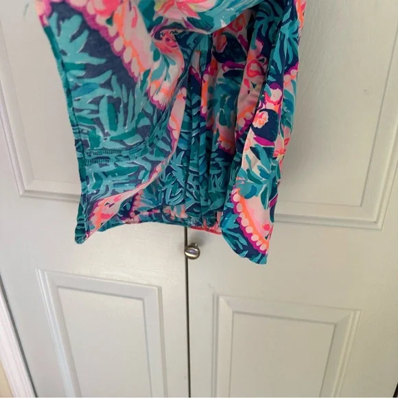 Lilly Pulitzer Sleeveless Pink and Blue Floral Romper - Picture 9 of 14